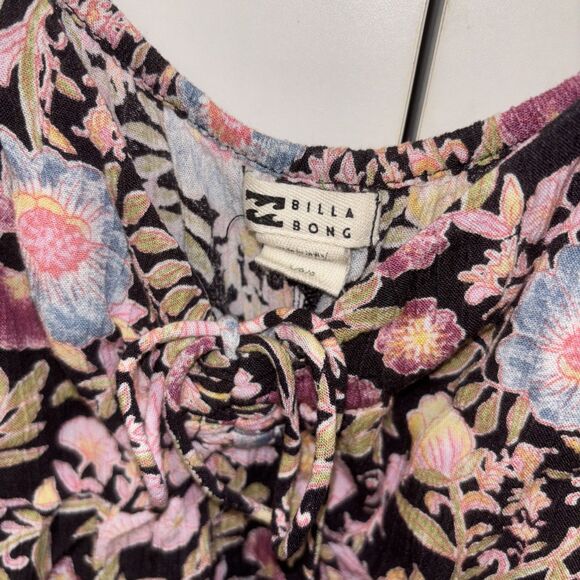 Billabong Sun Chaser Mini Slip Dress Women L Coastal Beachy New Straps Boho Tie - Picture 3 of 10